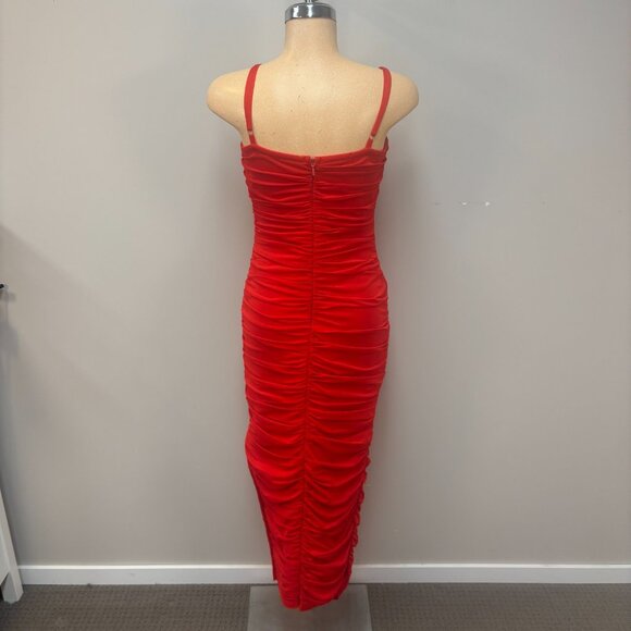 Revolve Elliatt Pippa Dress Womens Medium Knit Mesh Stretch Ruched Bodycon Slit - Picture 2 of 16